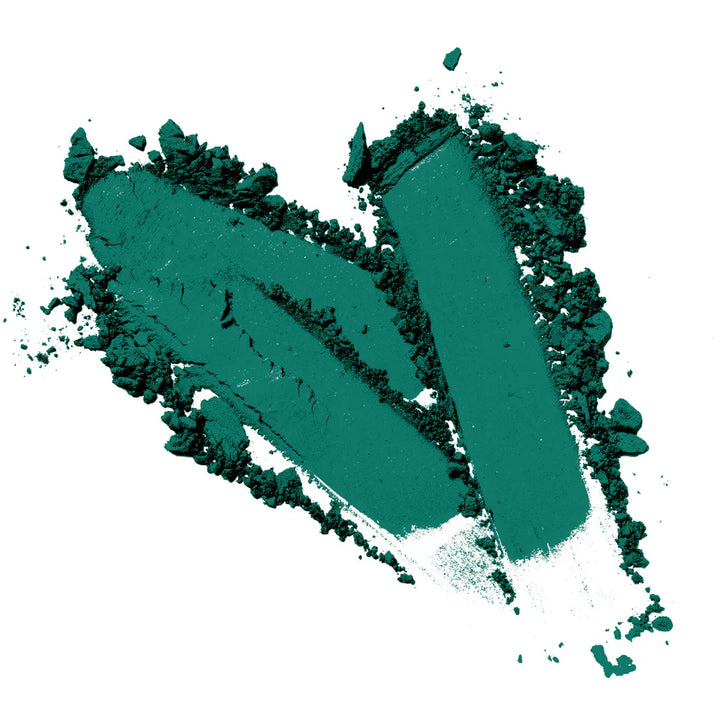 Talc-free shadow in vibrant green shade with creamy texture and high pigmentation.