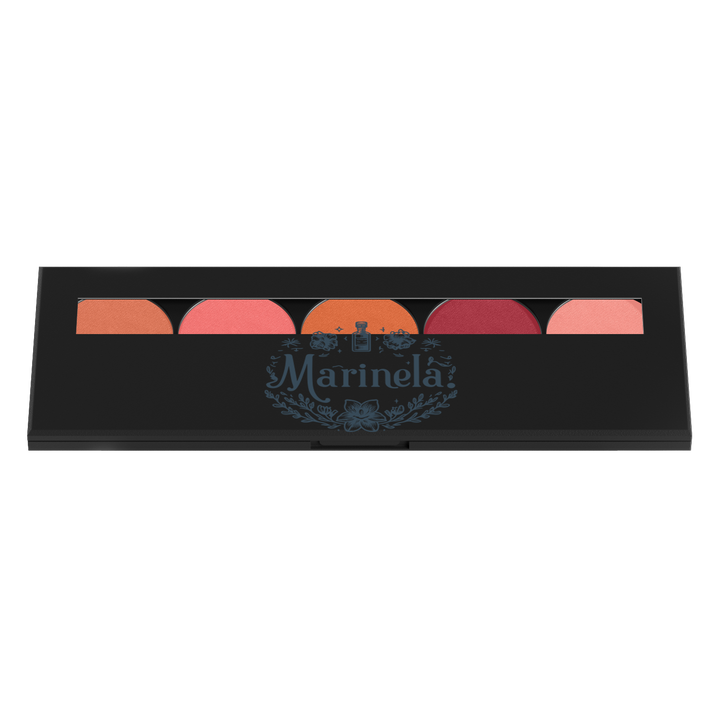 Medium eyeshadow palette in a compact with mirror, featuring vegan, talc-free pigments for all-day wear.