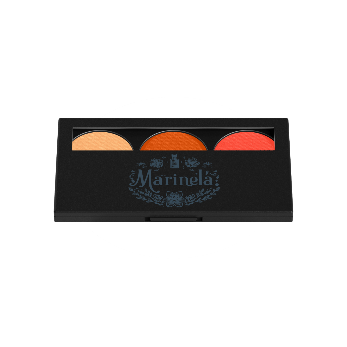 Vegan cruelty-free small eyeshadow palette in compact case with three shades.