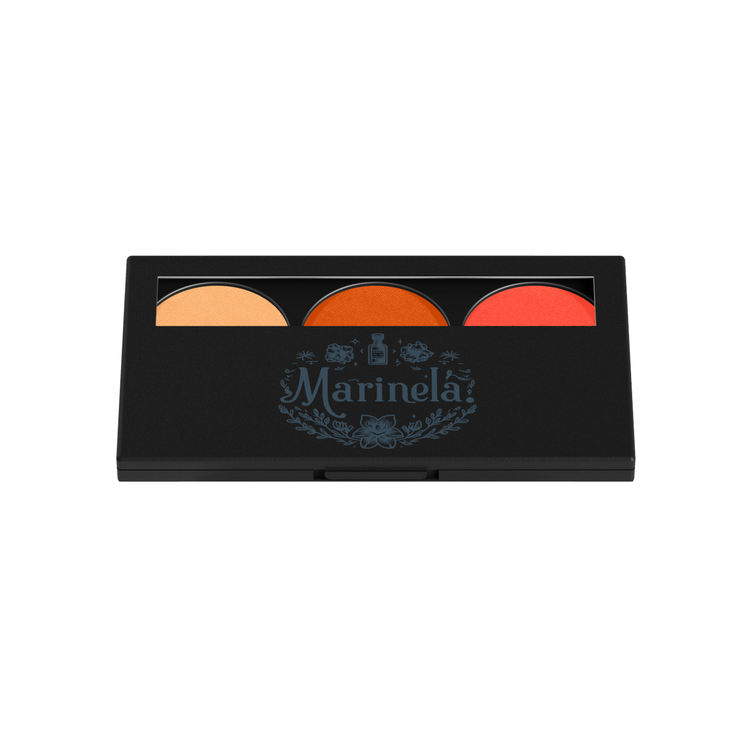 Vegan cruelty-free small eyeshadow palette in compact case with three shades.