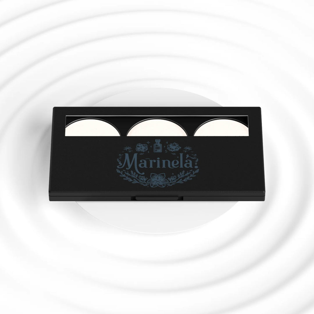 Pocket-sized mirrored vegan eyeshadow palette, high-quality talc-free pigments, Canada-made.