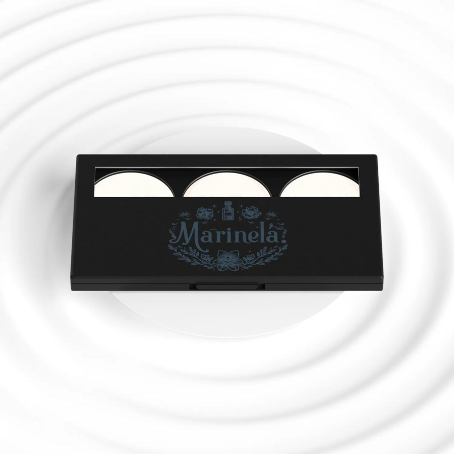 Pocket-sized mirrored vegan eyeshadow palette, high-quality talc-free pigments, Canada-made.
