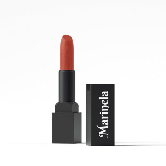 High-coverage lip stain with creamy texture in a sleek black tube.